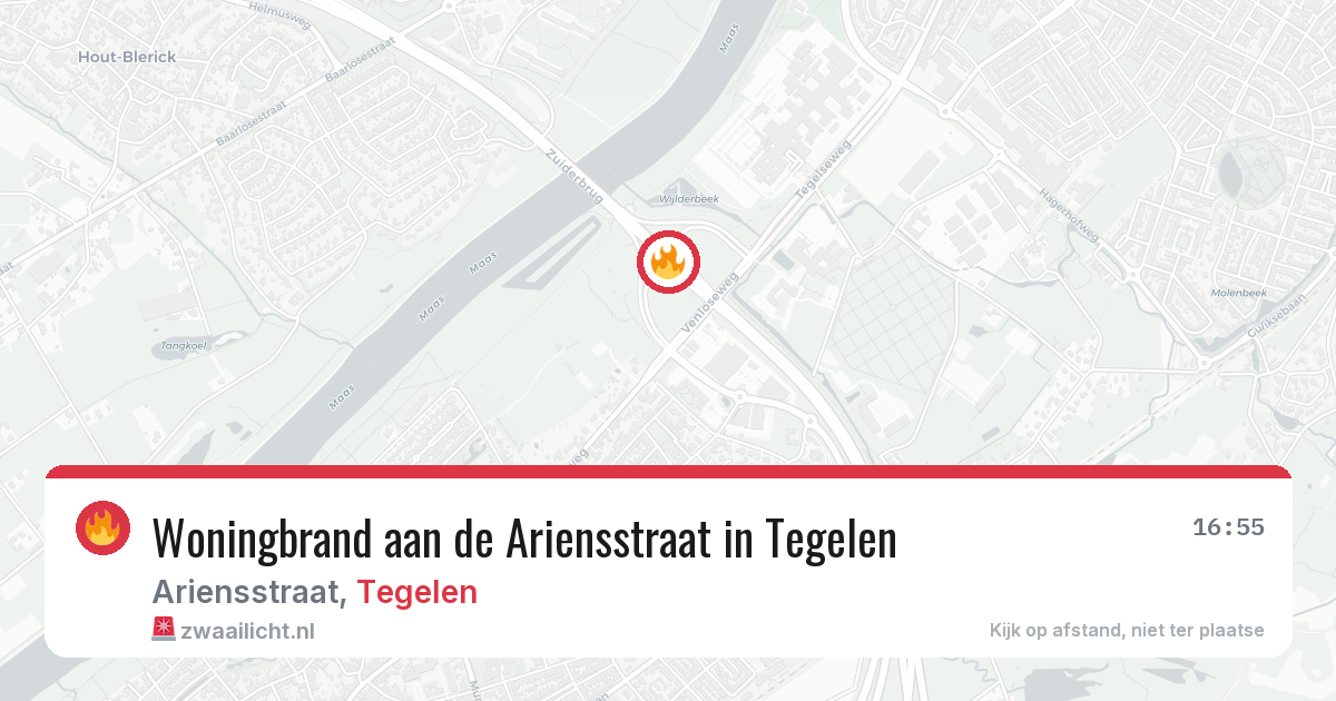 Woningbrand aan de Ariensstraat in Tegelen — 5 aug 2026