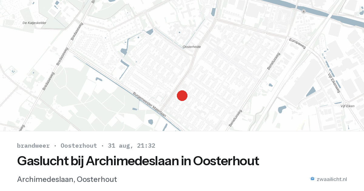 Gaslucht bij Archimedeslaan in Oosterhout — 6 feb 2026