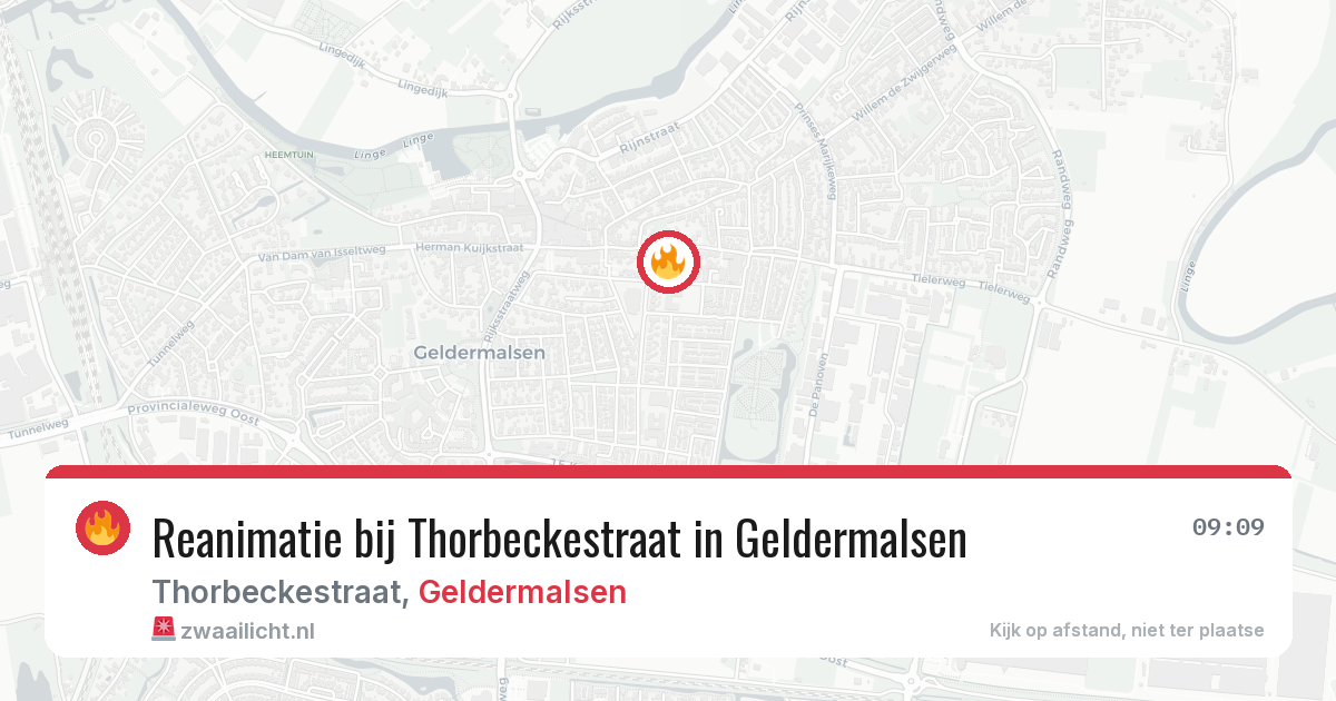 Reanimatie bij Thorbeckestraat in Geldermalsen — 9 aug 2026