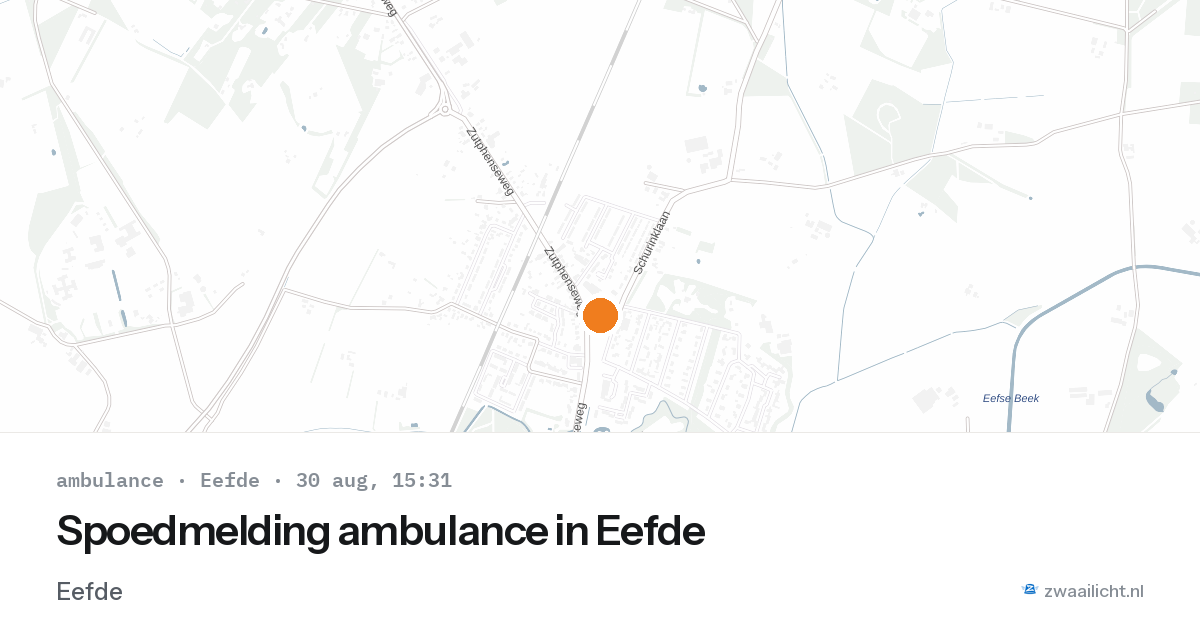 Spoedmelding ambulance in Eefde — 30 aug 2026