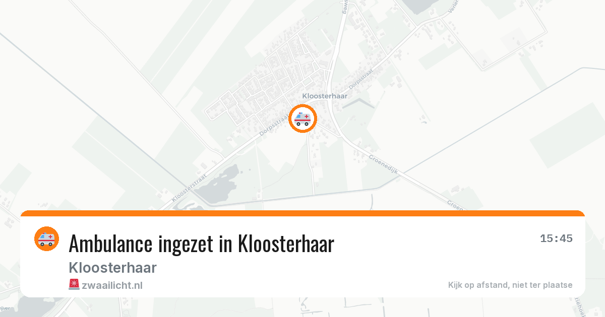 Ambulance ingezet in Kloosterhaar — 16 mrt 2026