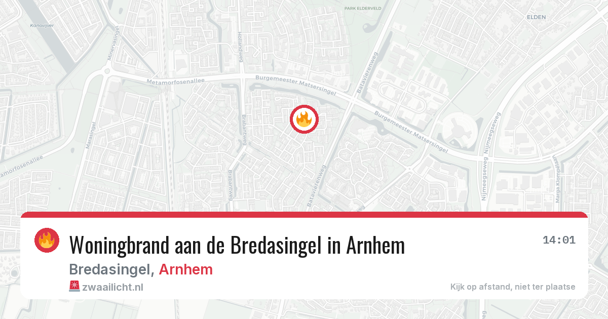 Woningbrand aan de Bredasingel in Arnhem — 11 apr 2026