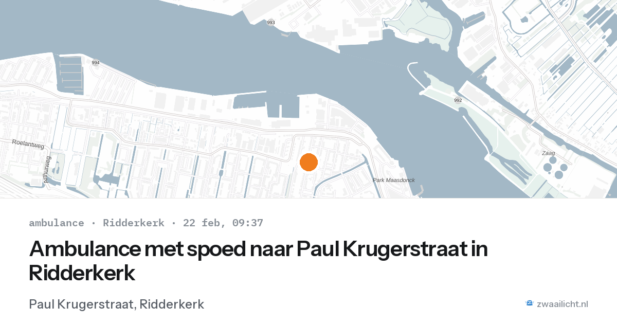 Ambulance met spoed naar Paul Krugerstraat in Ridderkerk — 22 feb 2026