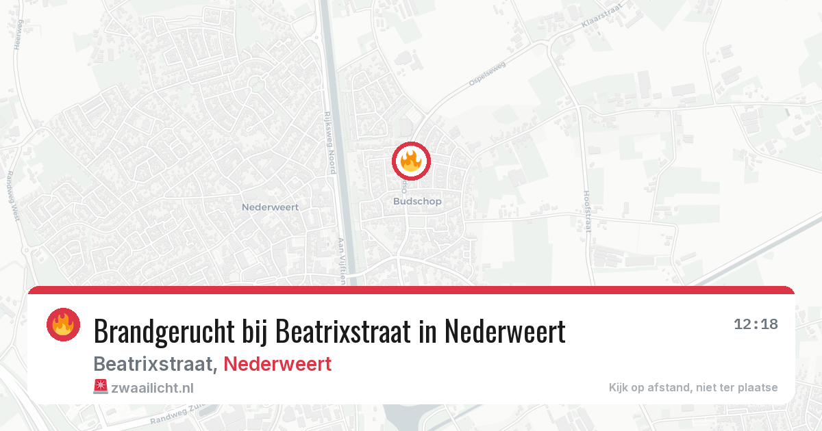 Brandgerucht bij Beatrixstraat in Nederweert — 6 mei 2026