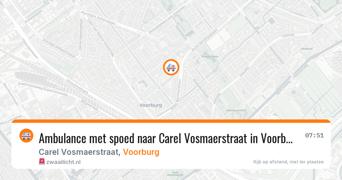 Ambulance met spoed naar Carel Vosmaerstraat in Voorburg — 16 mei 2026