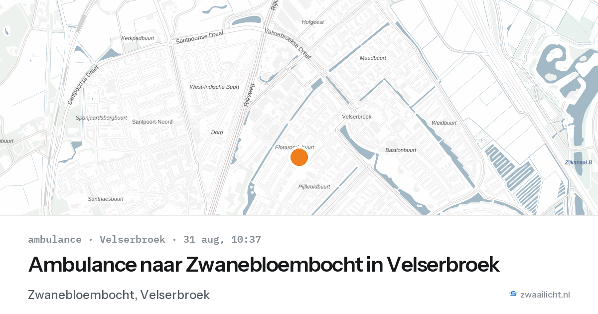 Ambulance naar Zwanebloembocht in Velserbroek — 31 aug 2026