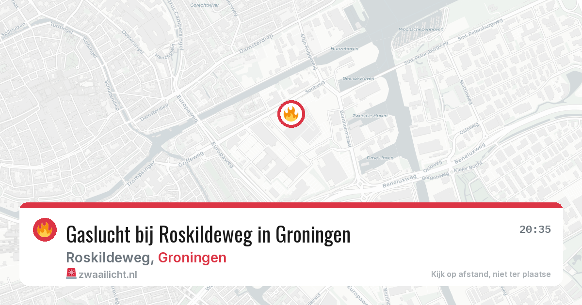 Gaslucht bij Roskildeweg in Groningen — 13 aug 2026