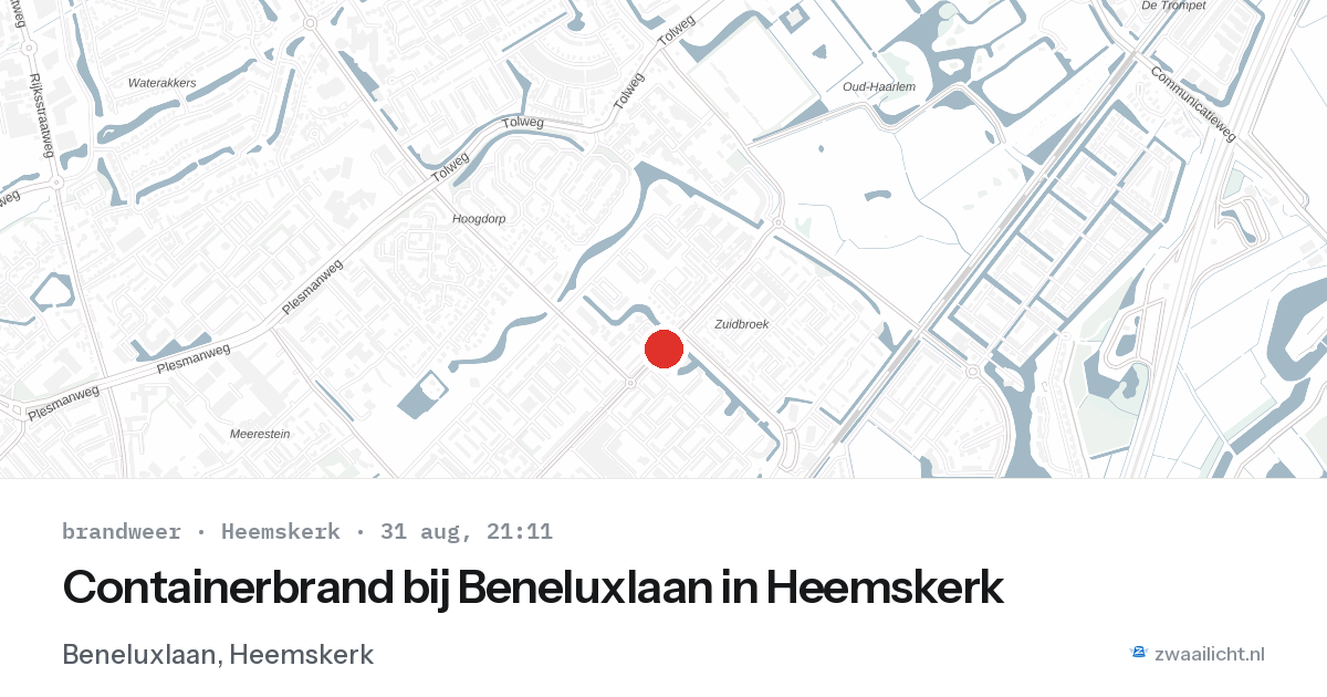 Containerbrand bij Beneluxlaan in Heemskerk — 31 aug 2026