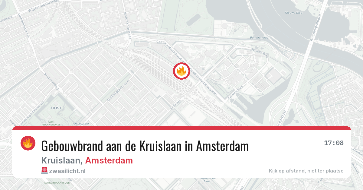 Gebouwbrand aan de Kruislaan in Amsterdam — 25 apr 2026