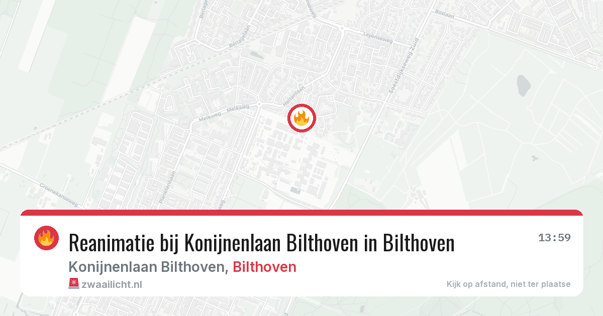 Reanimatie bij Konijnenlaan Bilthoven in Bilthoven — 1 aug 2026