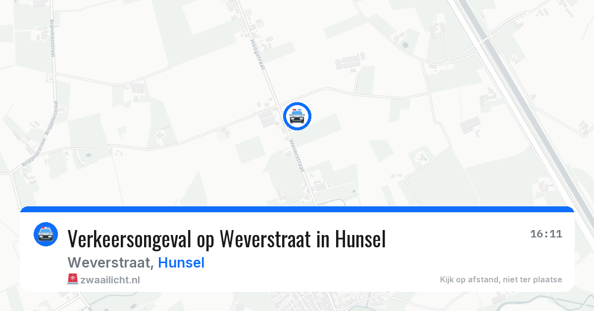 Verkeersongeval op Weverstraat in Hunsel — 11 jul 2026