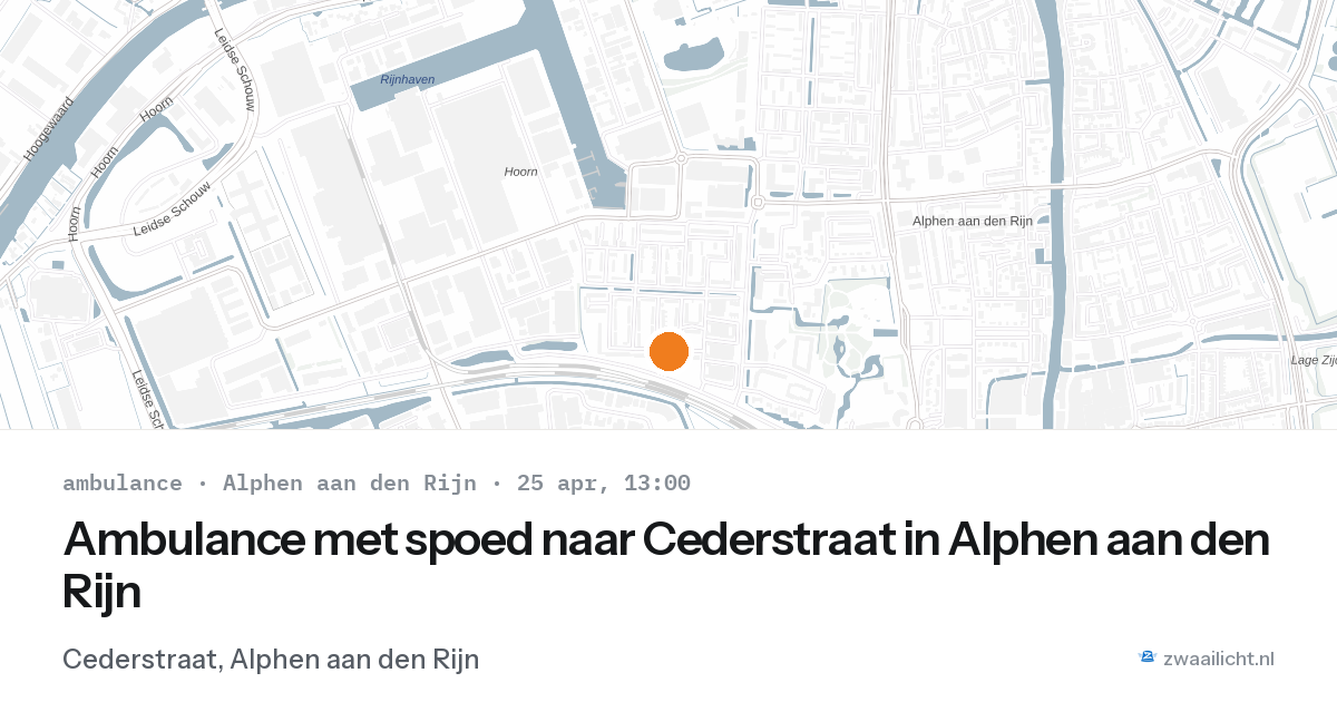 Ambulance met spoed naar Cederstraat in Alphen aan den Rijn — 25 apr 2026