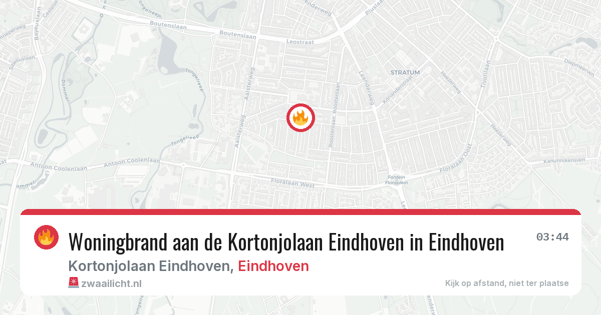 Woningbrand aan de Kortonjolaan Eindhoven in Eindhoven — 10 aug 2026