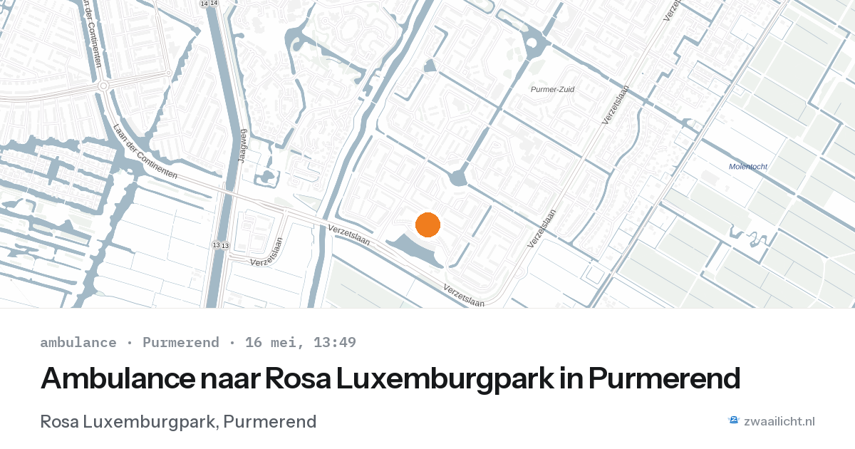 Ambulance naar Rosa Luxemburgpark in Purmerend — 16 mei 2026