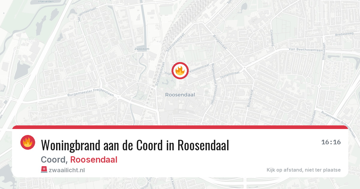 Woningbrand aan de Coord in Roosendaal — 20 apr 2026
