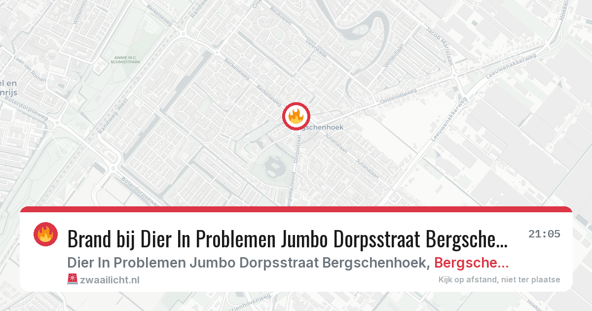 Brand bij Dier In Problemen Jumbo Dorpsstraat Bergschenhoek in Bergschenhoek — 27 jun 2026