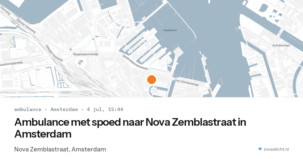 Ambulance met spoed naar Nova Zemblastraat in Amsterdam — 4 jul 2026