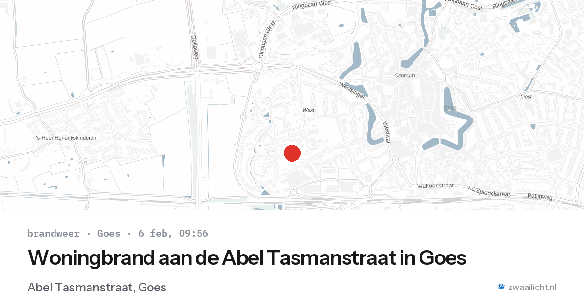 Woningbrand aan de Abel Tasmanstraat in Goes — 6 feb 2026