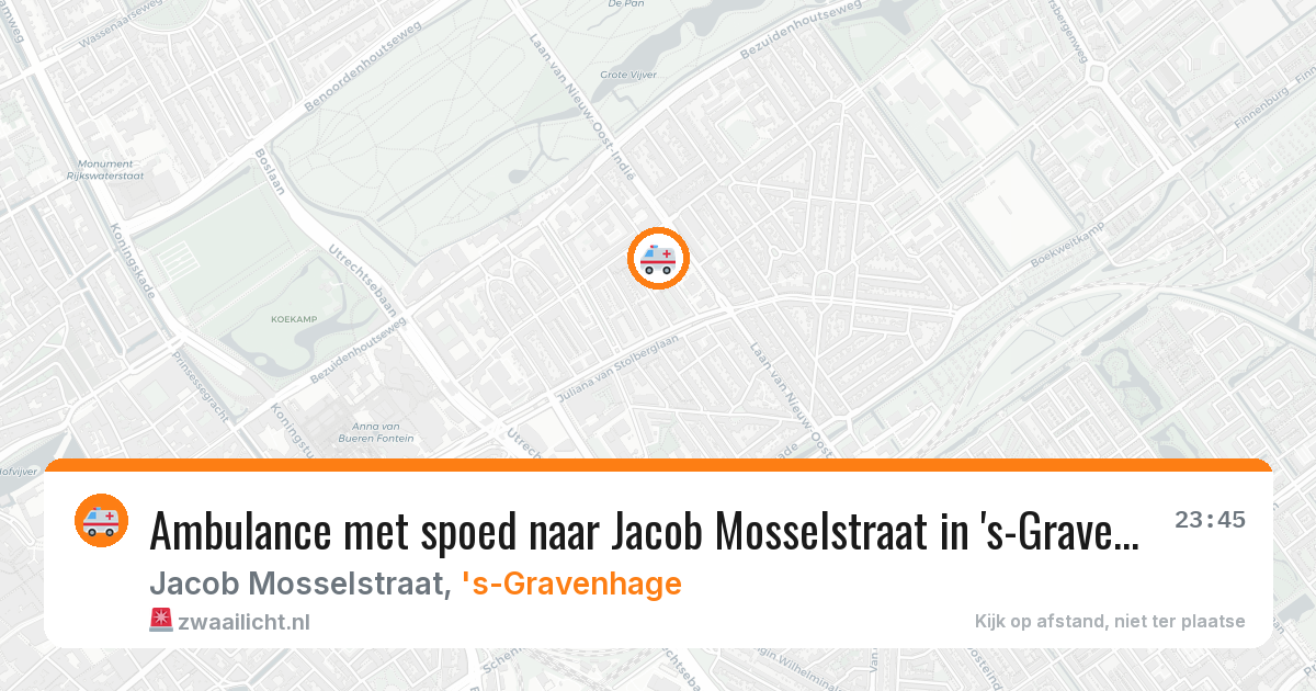 Ambulance met spoed naar Jacob Mosselstraat in 's-Gravenhage — 3 aug 2026