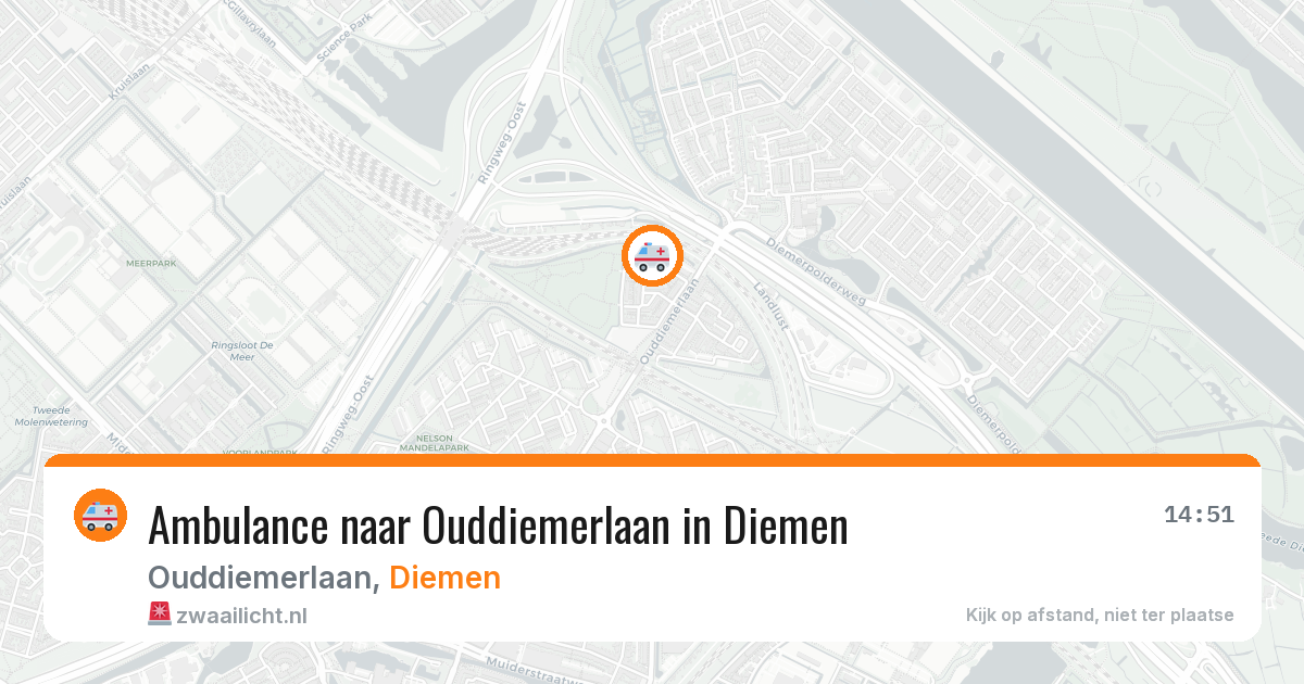 Ambulance naar Ouddiemerlaan in Diemen — 13 aug 2026