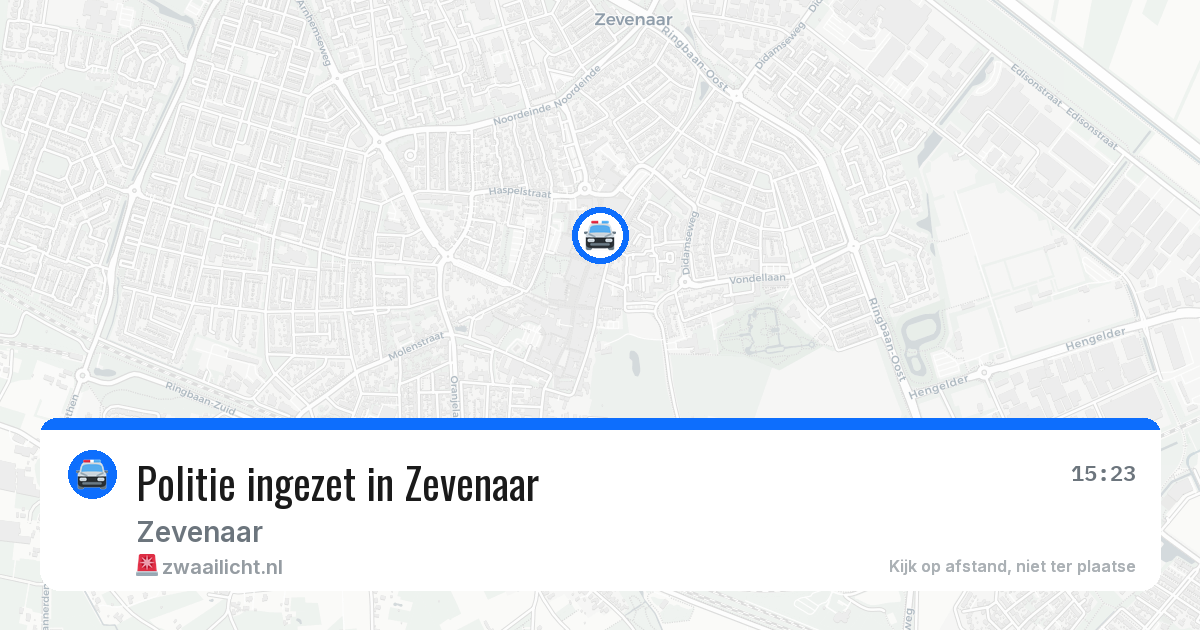Politie ingezet in Zevenaar — 6 aug 2026 | 🚨 Zwaailicht.nl