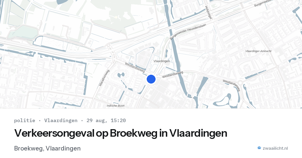 Verkeersongeval op Broekweg in Vlaardingen — 29 aug 2026