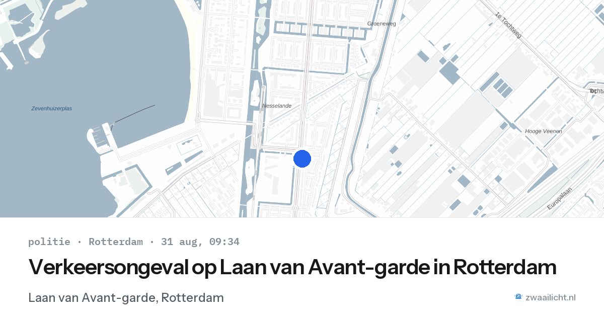 Verkeersongeval op Laan van Avant-garde in Rotterdam — 31 aug 2026
