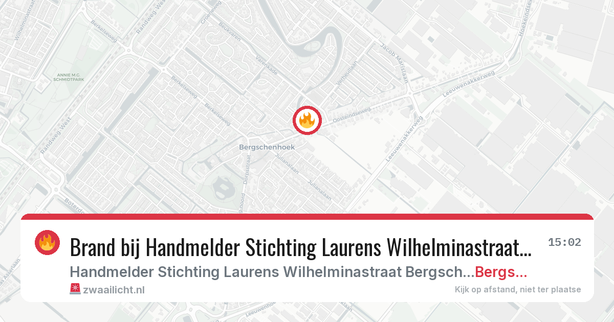 Brand bij Handmelder Stichting Laurens Wilhelminastraat Bergschenhoek in Bergschenhoek — 6 jul 2026