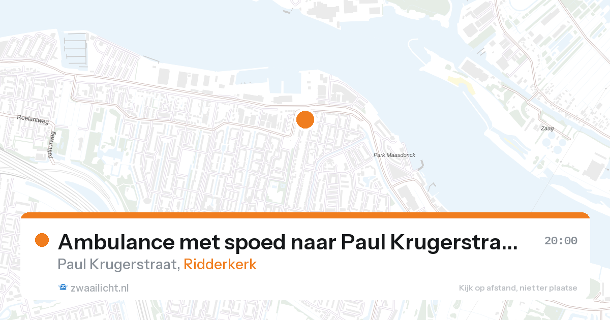 Ambulance met spoed naar Paul Krugerstraat in Ridderkerk — 27 aug 2026