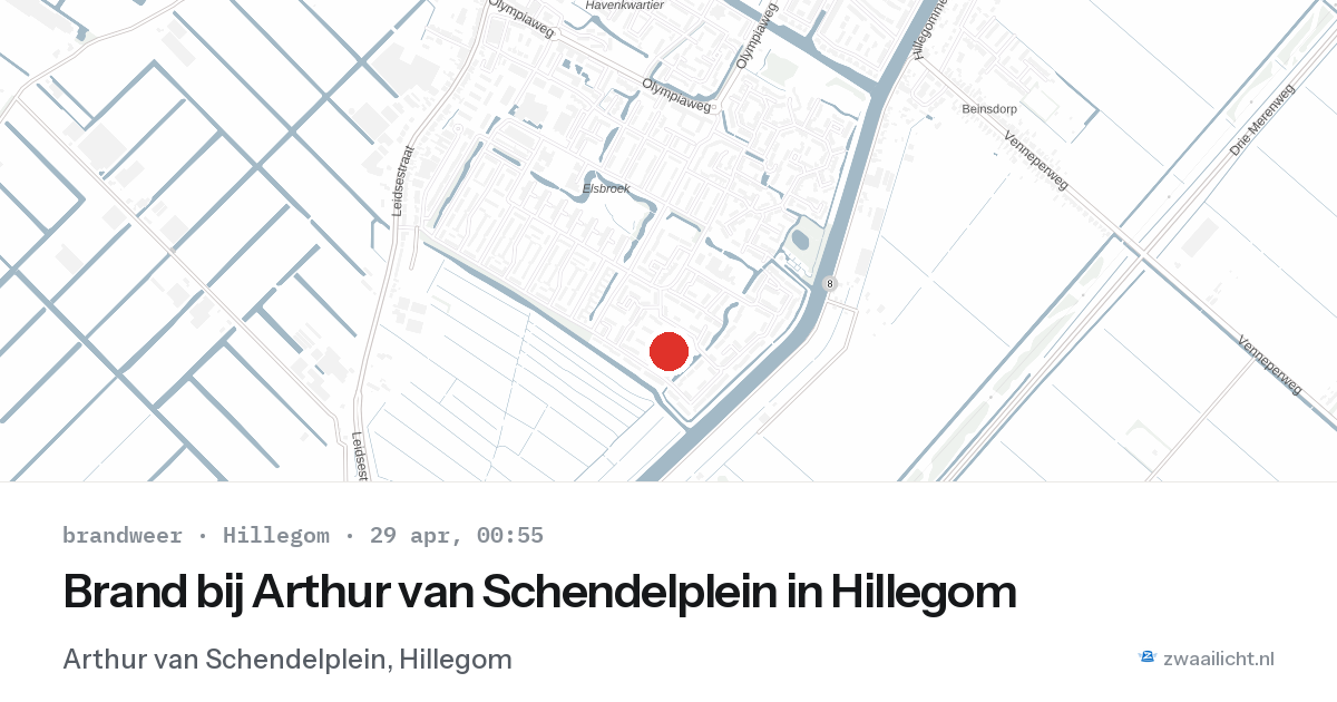 Brand bij Arthur van Schendelplein in Hillegom — 28 apr 2026