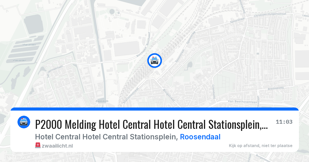 P2000 Melding Hotel Central Hotel Central Stationsplein, Roosendaal — 12 feb 2026