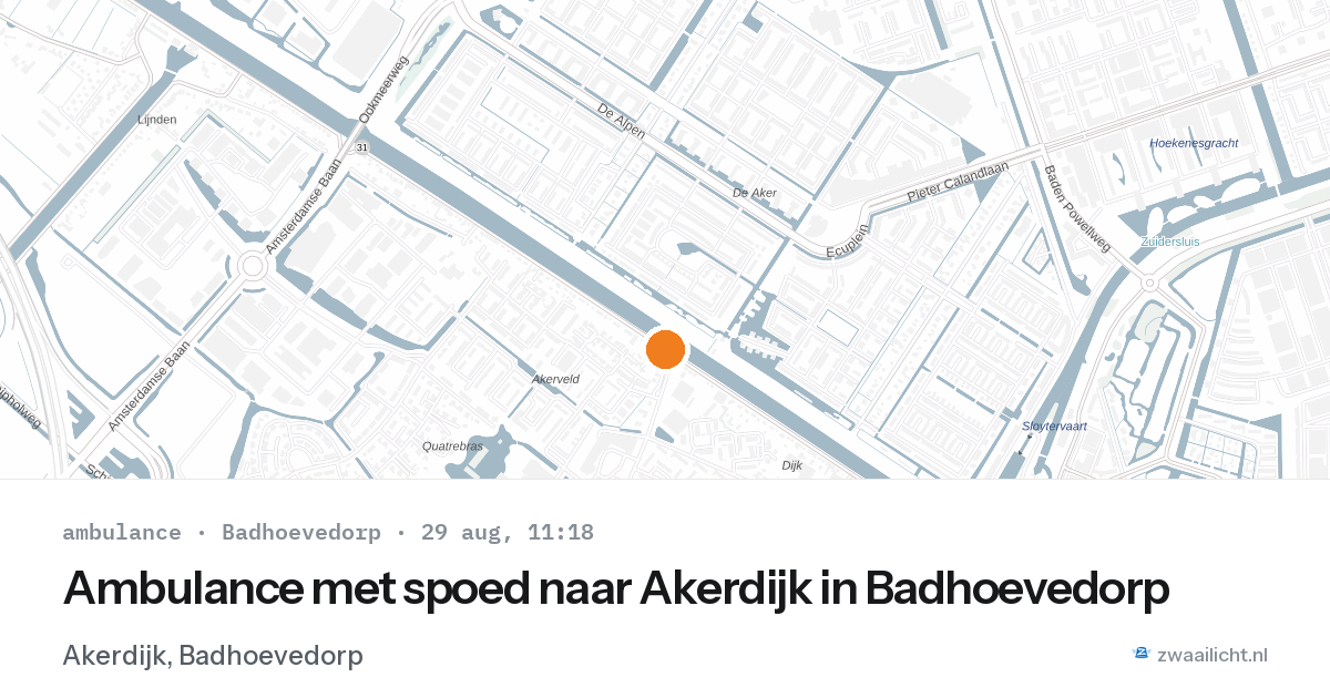 Ambulance met spoed naar Akerdijk in Badhoevedorp — 29 aug 2026
