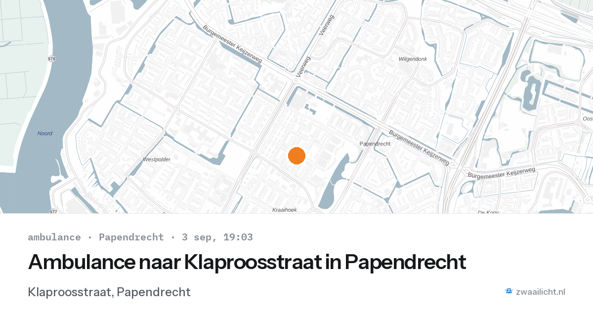 Ambulance naar Klaproosstraat in Papendrecht — 3 sep 2026
