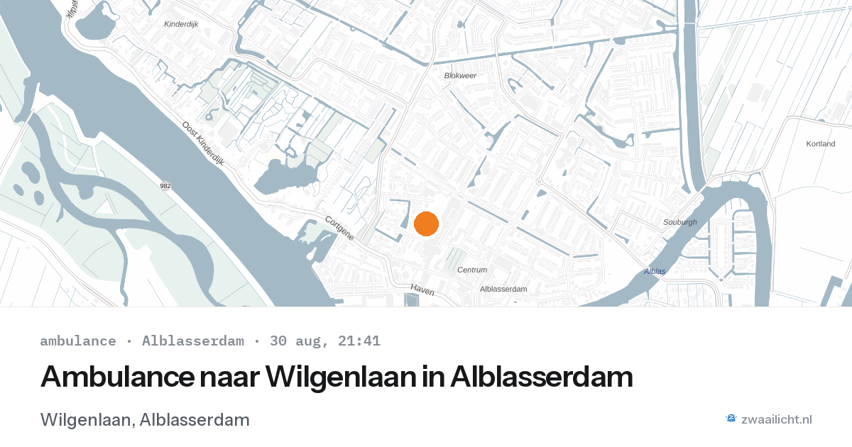 Ambulance naar Wilgenlaan in Alblasserdam — 30 aug 2026