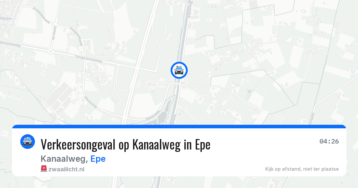 Verkeersongeval op Kanaalweg in Epe — 9 aug 2026