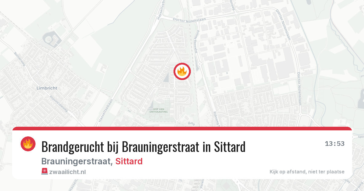 Brandgerucht bij Brauningerstraat in Sittard — 26 jul 2026
