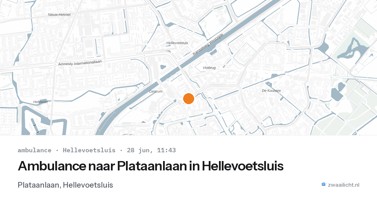 Ambulance naar Plataanlaan in Hellevoetsluis — 28 jun 2026