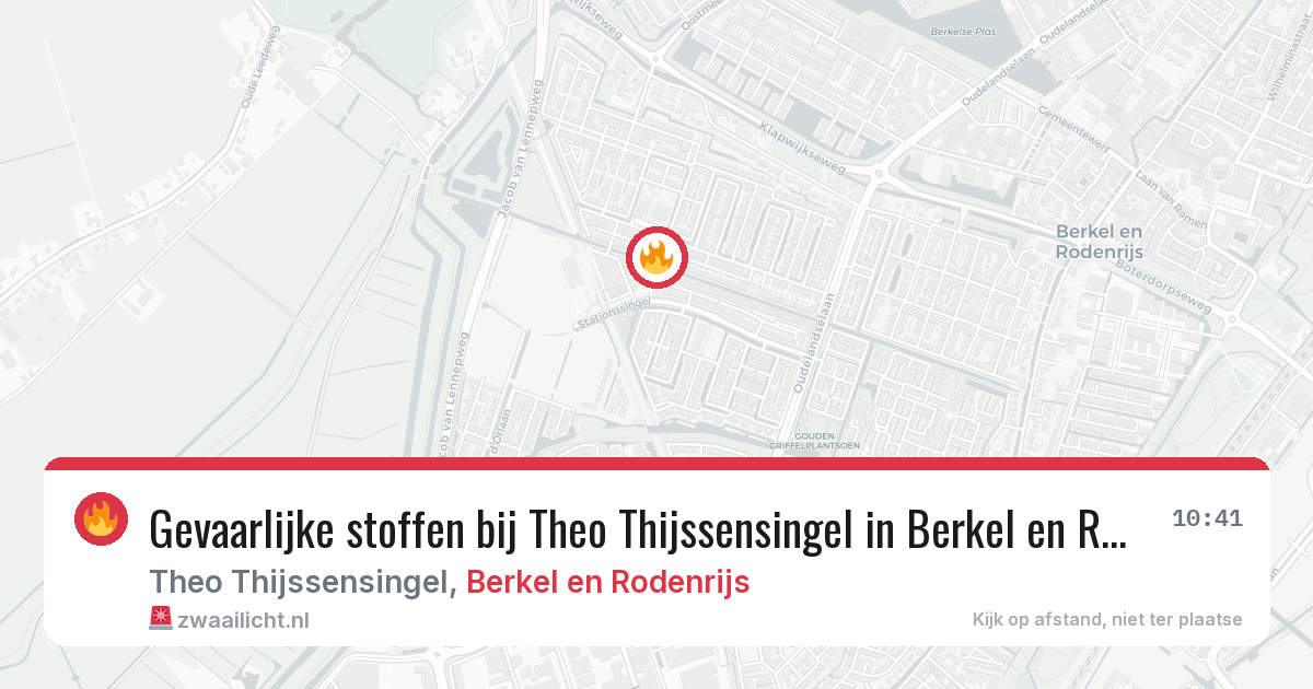 Gevaarlijke stoffen bij Theo Thijssensingel in Berkel en Rodenrijs — 13 aug 2026