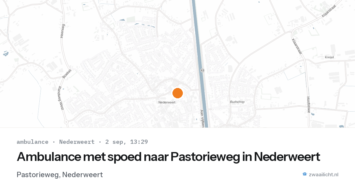 Ambulance met spoed naar Pastorieweg in Nederweert — 2 sep 2026