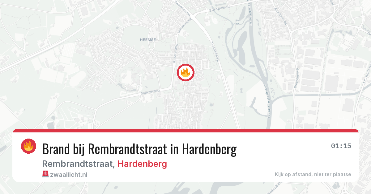 Brand bij Rembrandtstraat in Hardenberg — 19 jun 2026