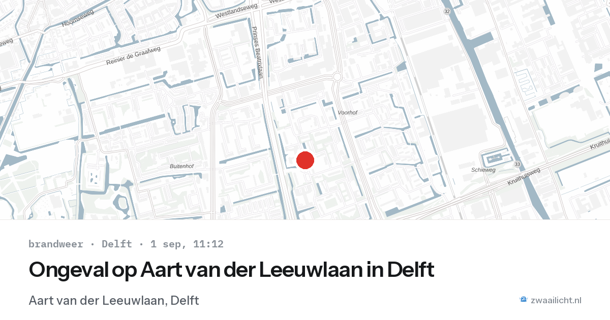 Ongeval op Aart van der Leeuwlaan in Delft — 1 sep 2026