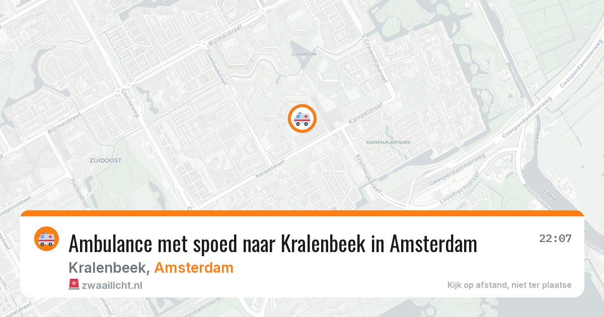 Ambulance met spoed naar Kralenbeek in Amsterdam — 1 aug 2026