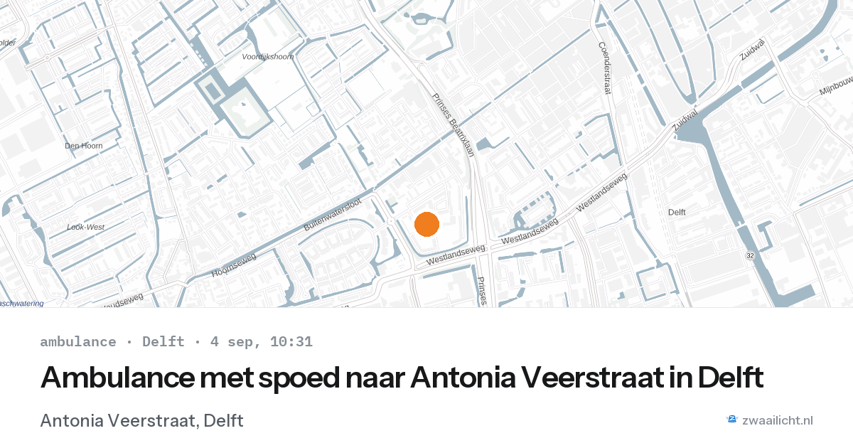 Ambulance met spoed naar Antonia Veerstraat in Delft — 4 sep 2026