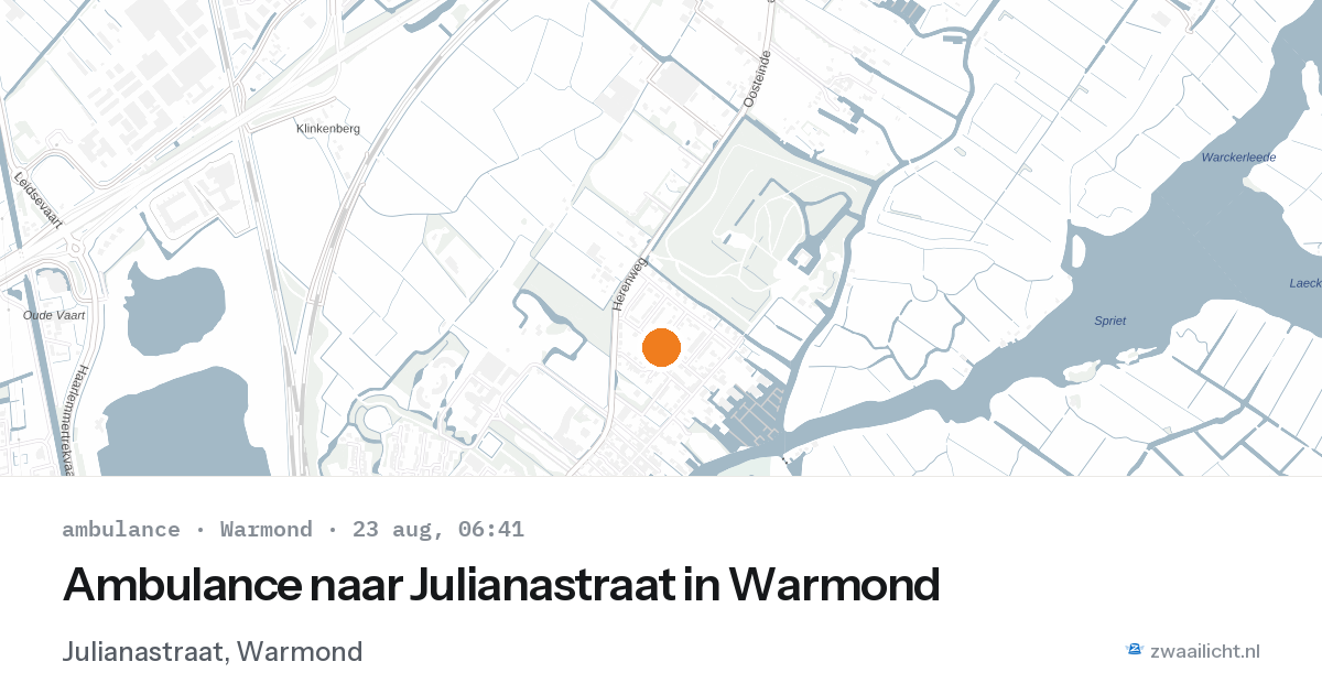 Ambulance naar Julianastraat in Warmond — 23 aug 2026