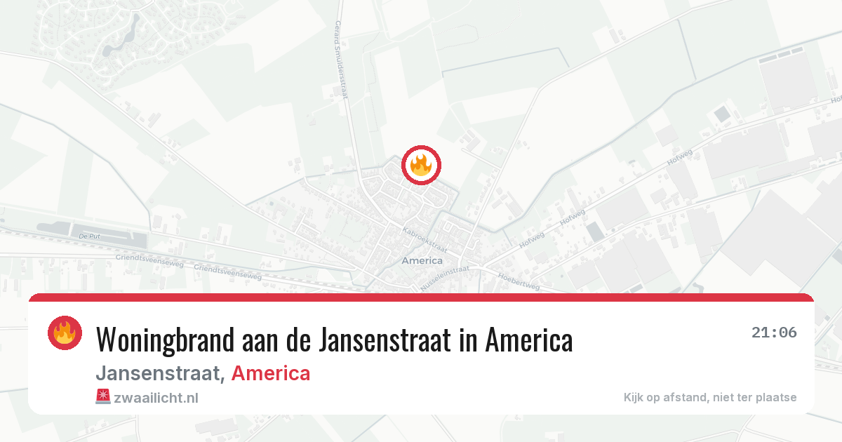 Woningbrand aan de Jansenstraat in America — 21 jun 2026