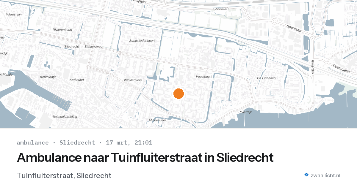 Ambulance naar Tuinfluiterstraat in Sliedrecht — 17 mrt 2026