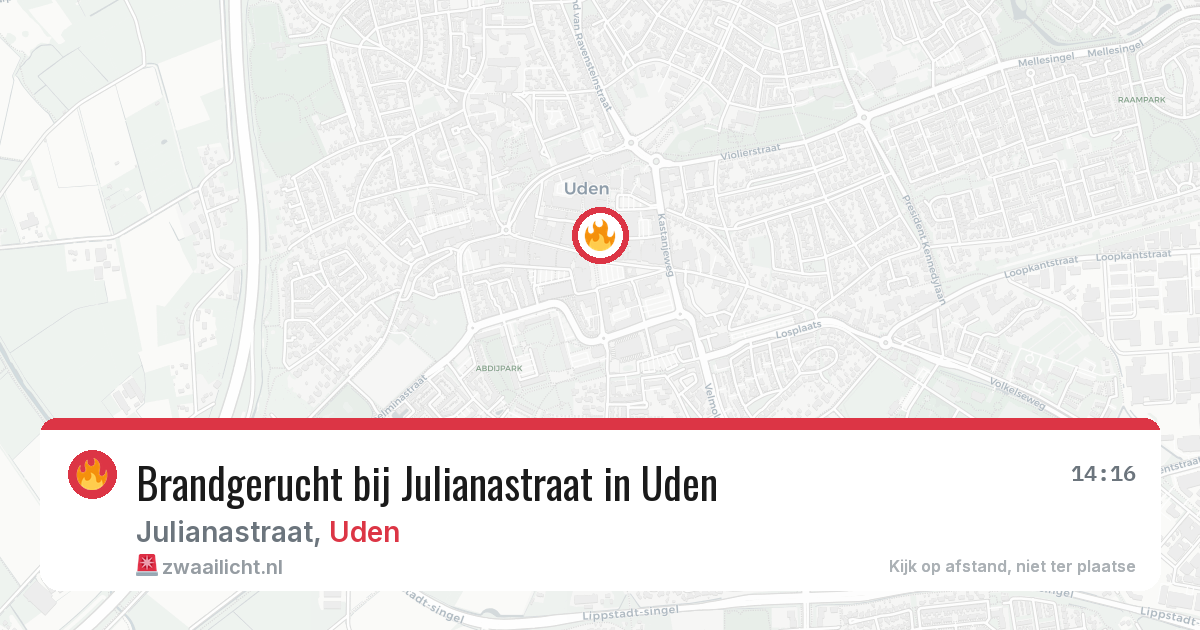 Brandgerucht bij Julianastraat in Uden — 12 aug 2026