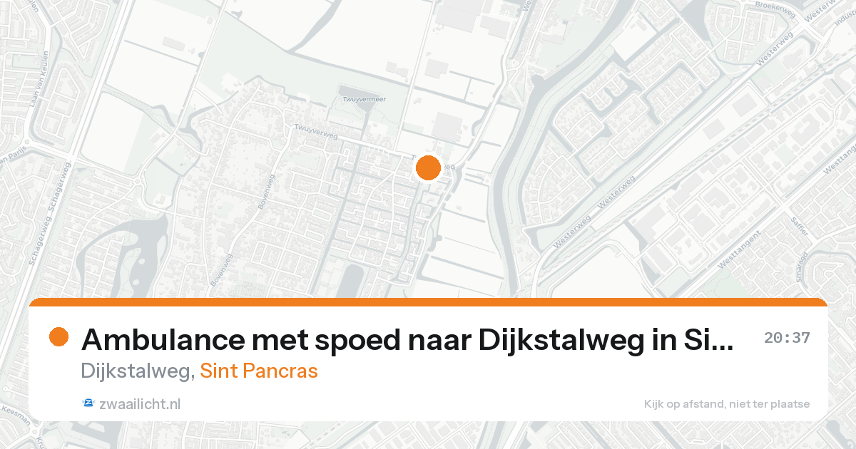 Ambulance met spoed naar Dijkstalweg in Sint Pancras — 20 aug 2026