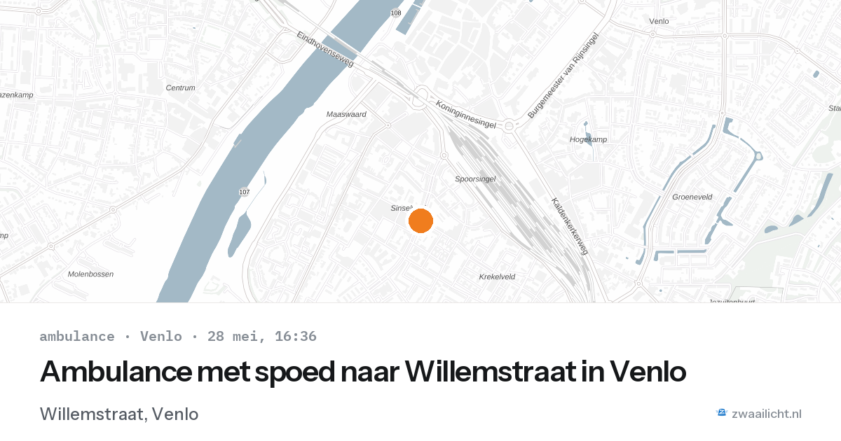 Ambulance met spoed naar Willemstraat in Venlo — 28 mei 2026