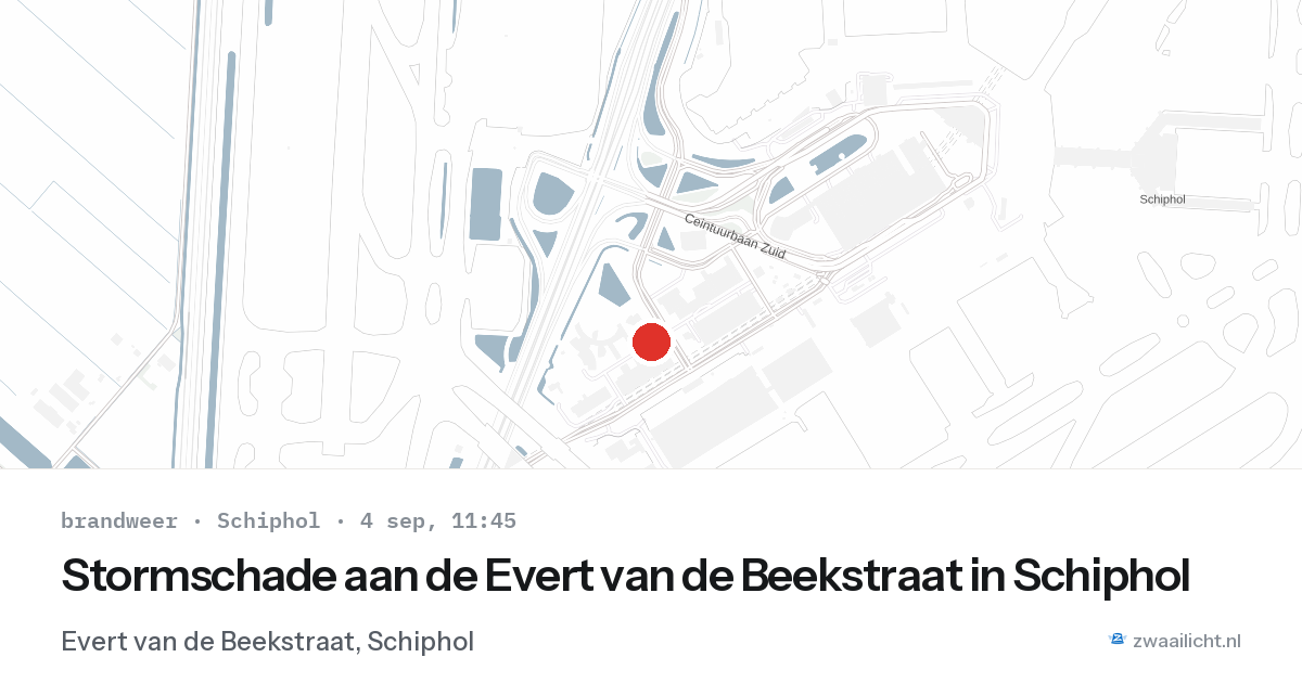 Stormschade aan de Evert van de Beekstraat in Schiphol — 4 sep 2026